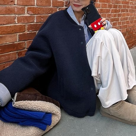 fleece collarless blouson　MA1295