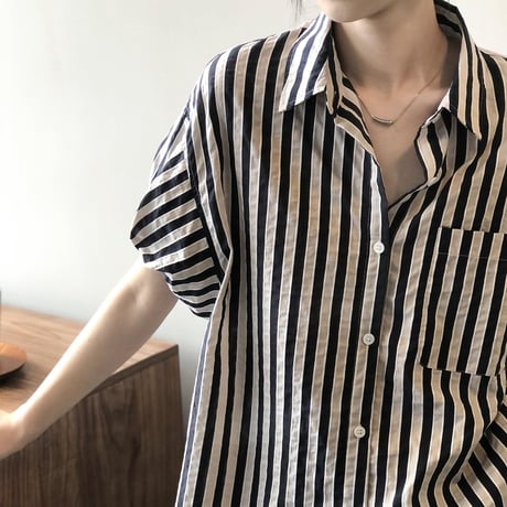 puff sleeve striped shirt　MA1177