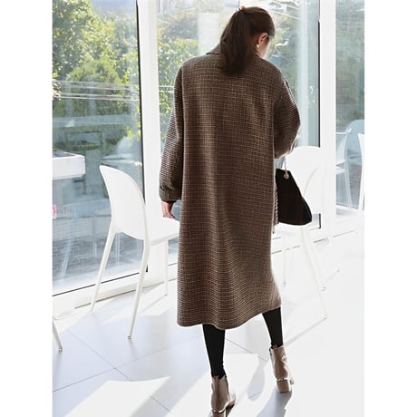 hound's tooth retro long coat　MA1345