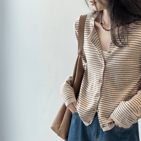 stripe harmony knit cardigan　MA1627