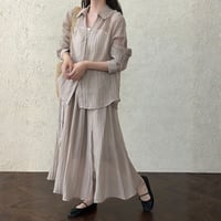 sheer texture loose blouse and skirt set　MA1861