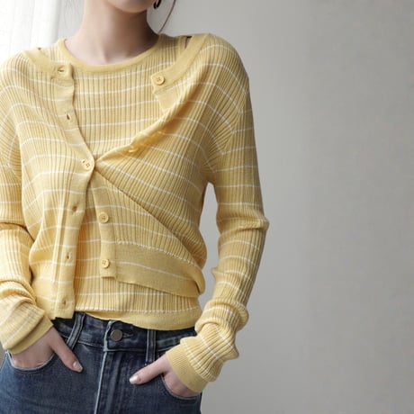 stripe knit tank cardigan set　MA1932