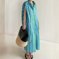 vivid stripe sleeveless shirt onepiece　MA1843