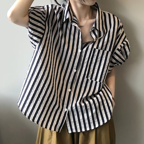 puff sleeve striped shirt　MA1177