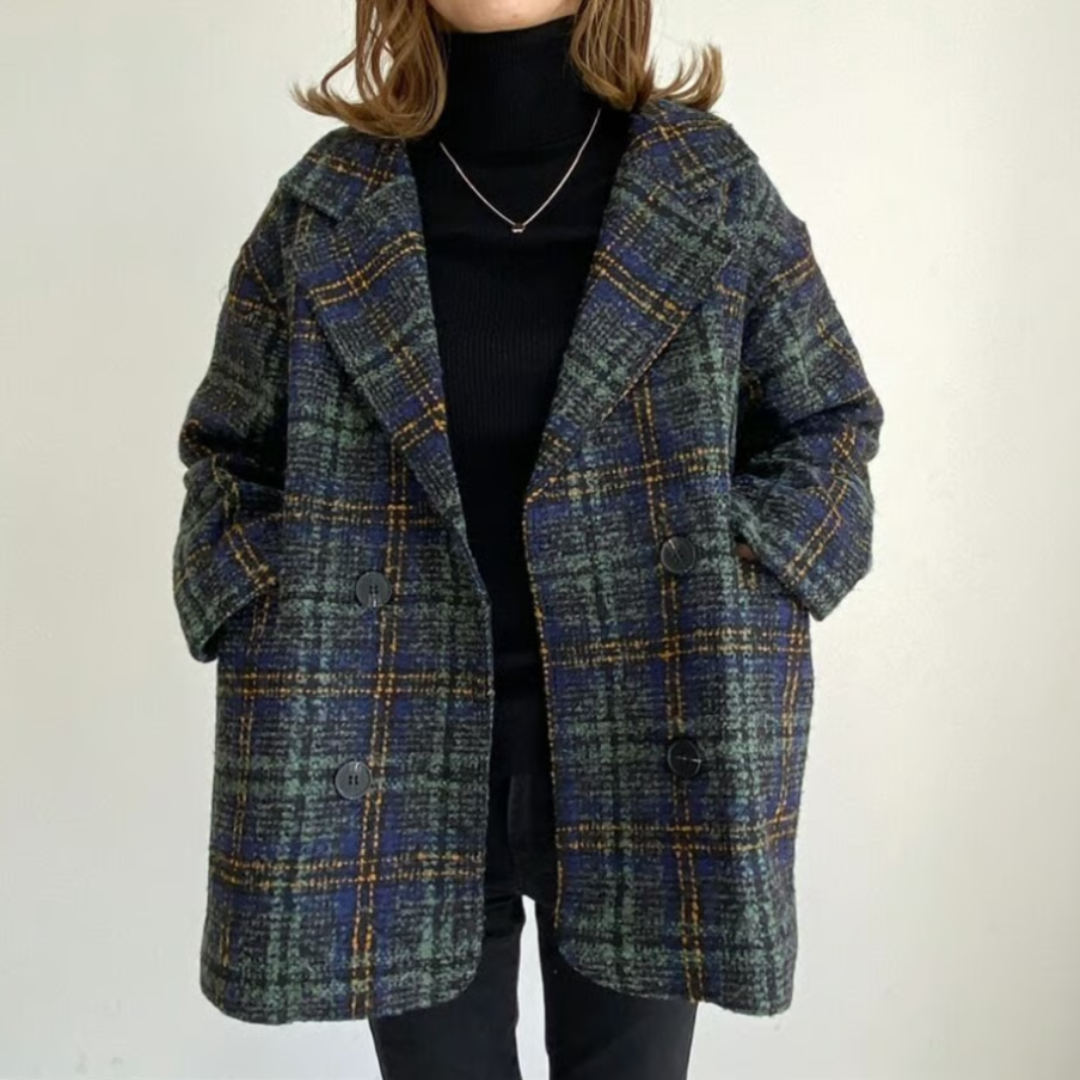 【未使用】tweed plaid middle coat Sサイズ retro tweed check chester coat MA1637 | MaiA