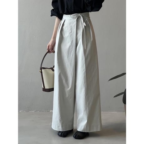waist ribbon tuck wide pants　MA1126