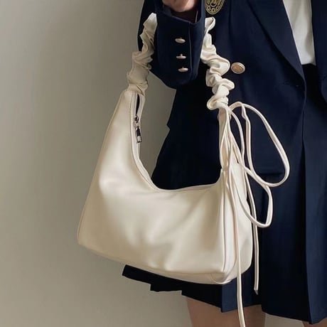 shirring handle leather touch hobo bag　MA1888