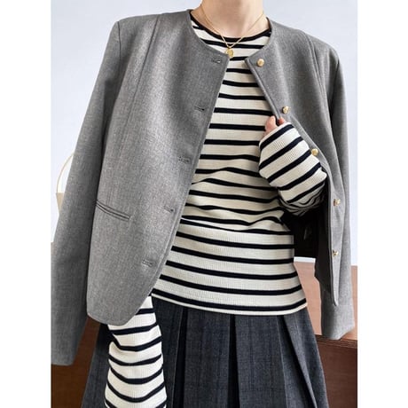 round neck collarless jacket　MA1154