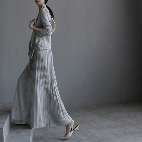 elegant layered knit tops / pleated skirt　MA1825
