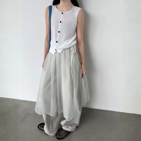 pleated waist tulle half skirt　MA1912