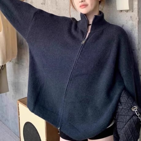 stand zip knit jacket　MA1755