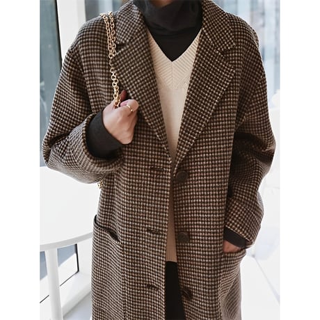hound's tooth retro long coat　MA1345