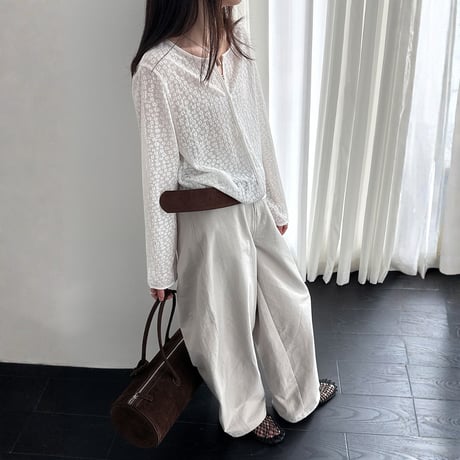 petit flower jacquard line blouse　MA1913