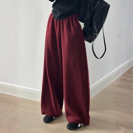 fake lamb wool drawstring wide pants　MA1730
