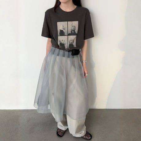 pleated waist tulle half skirt　MA1912