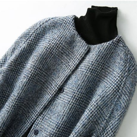 glen check sleeve slit cape coat　MA1757