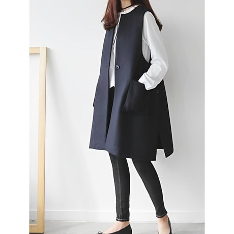 side button long gilet　MA1353