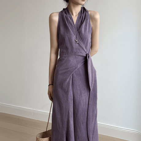 fluid drape vneck dress　MA1566