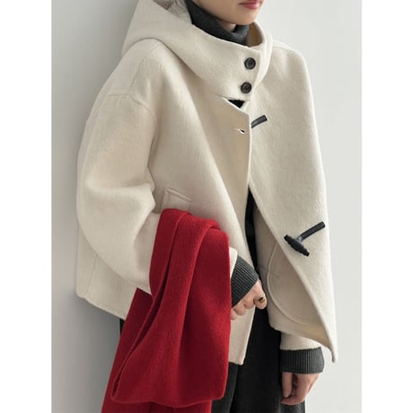 hooded toggle button short coat　MA1128