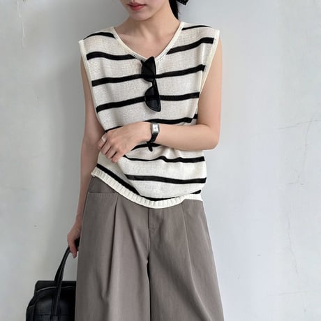 border knit sleeveless vest　MA1967