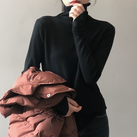 sleeve button turtleneck knit　MA1315