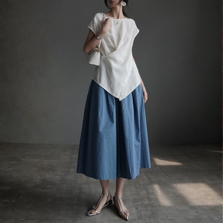 cotton tuck wide culotte pants　MA1949
