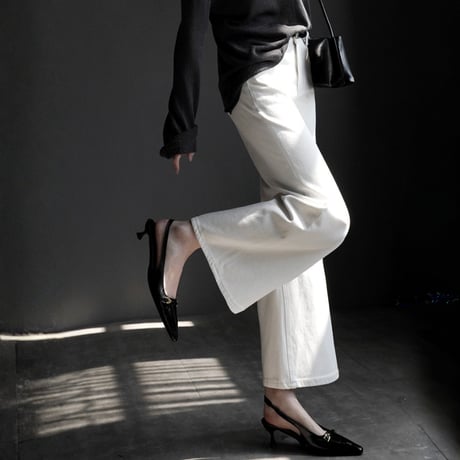 stretch white high waist denim pants　MA1933