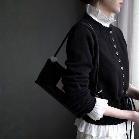 lace layered drawstring knit cardigan　MA1830
