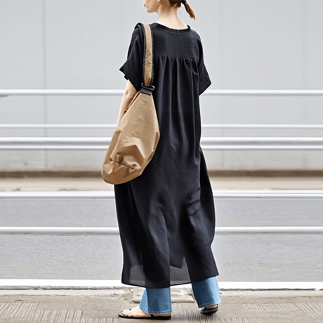 button neck long shirt dress　MA1823