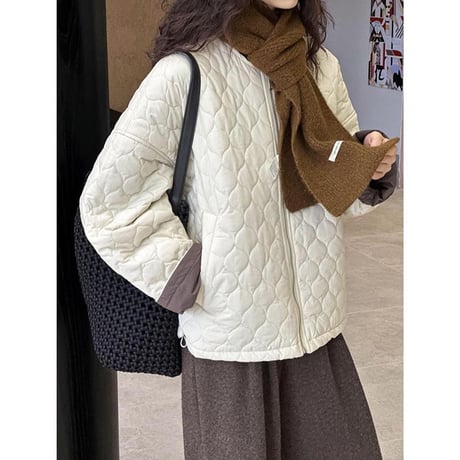 collarless quilted zip jacket　MA1143
