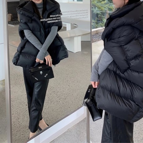 hooded volume down vest　MA1753