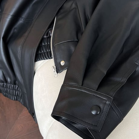 cropped faux leather zip jacket　MA1865