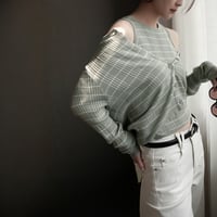 stripe knit tank cardigan set　MA1932