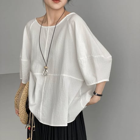 back ribbon wide sleeve blouse　MA1970