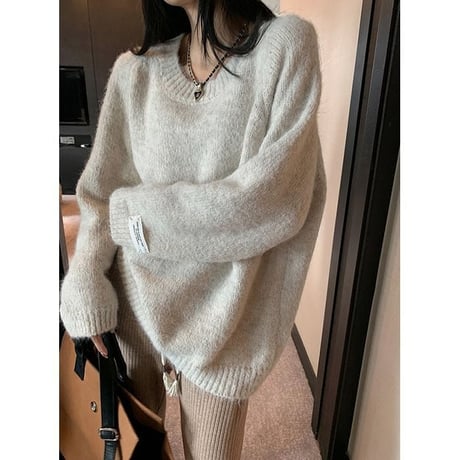 label brushed knit pullover　MA1316