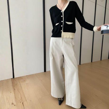 asymmetry colorline knit cardigan　MA1799