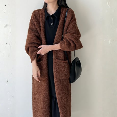 soft boucle long knit cardigan　MA1705