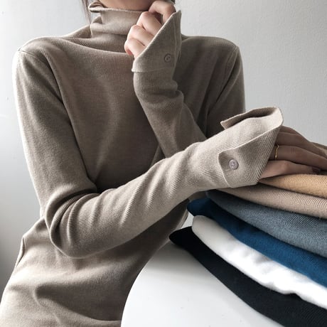 sleeve button turtleneck knit　MA1315