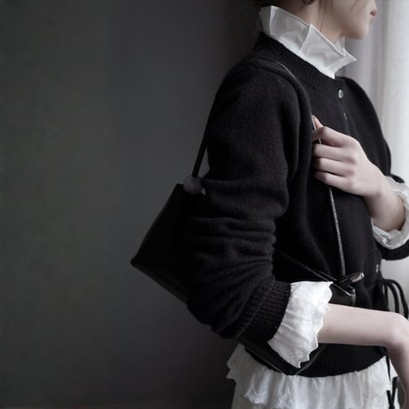 lace layered drawstring knit cardigan　MA1830