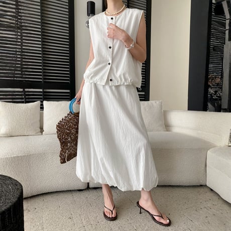 sleeveless vest balloon skirt setup　MA1954