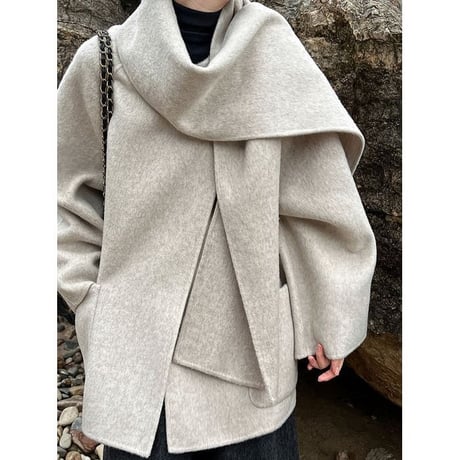 collarless coat & scalf set　MA1300