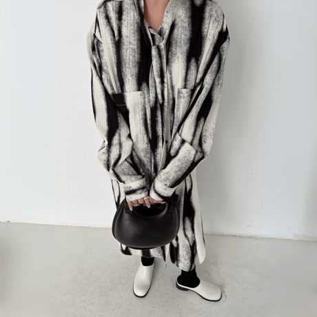 abstract print long shirt onepiece　MA1451