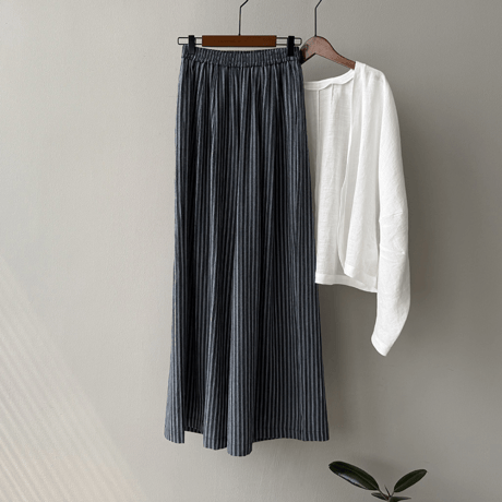 linen blend stripe widepants　MA1578