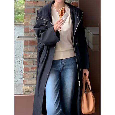 front zip casual long coat　MA1357