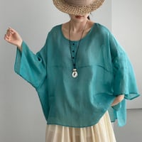 sheer wide sleeve pocket blouse　MA1978