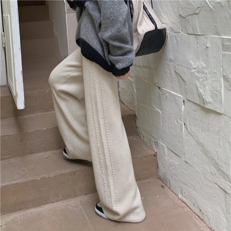 cable line knit straight pants　MA1762
