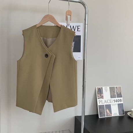 one button V-neck gilet　MA1158