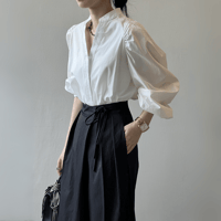 band collar puff sleeve blouse　MA1623