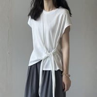 side ribbon french sleeve tops　MA1974