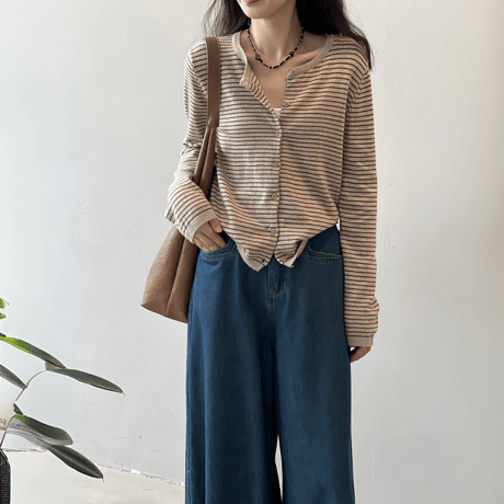stripe harmony knit cardigan　MA1627